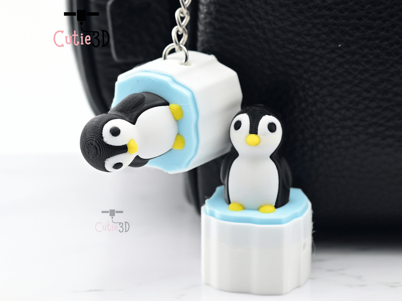 Digital Downloads - Cutie3D Penguin On Iceberg Keycap Fidget Clicker Keychain - Cute Backpack Keychain