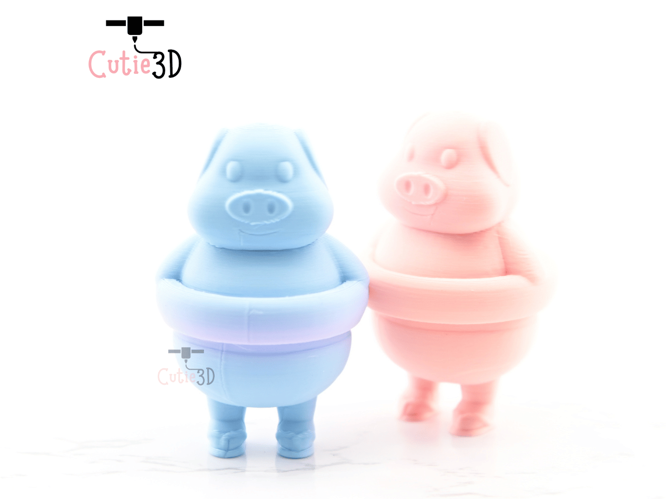 Digital Downloads - Cutie3D Pig In Swim Ring Summer Keycap Fidget Clicker Keychain - Cute Backpack Keychain
