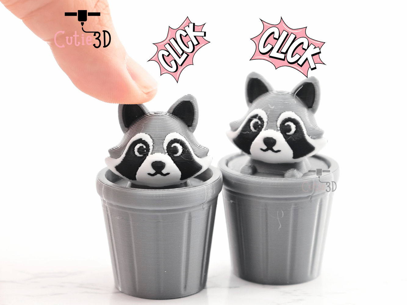Digital Downloads - Cutie3D Raccoon In Trash Can Keycap Fidget Clicker Keychain - Cute Backpack Keychain