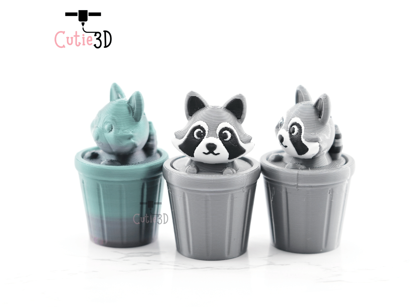 Digital Downloads - Cutie3D Raccoon In Trash Can Keycap Fidget Clicker Keychain - Cute Backpack Keychain