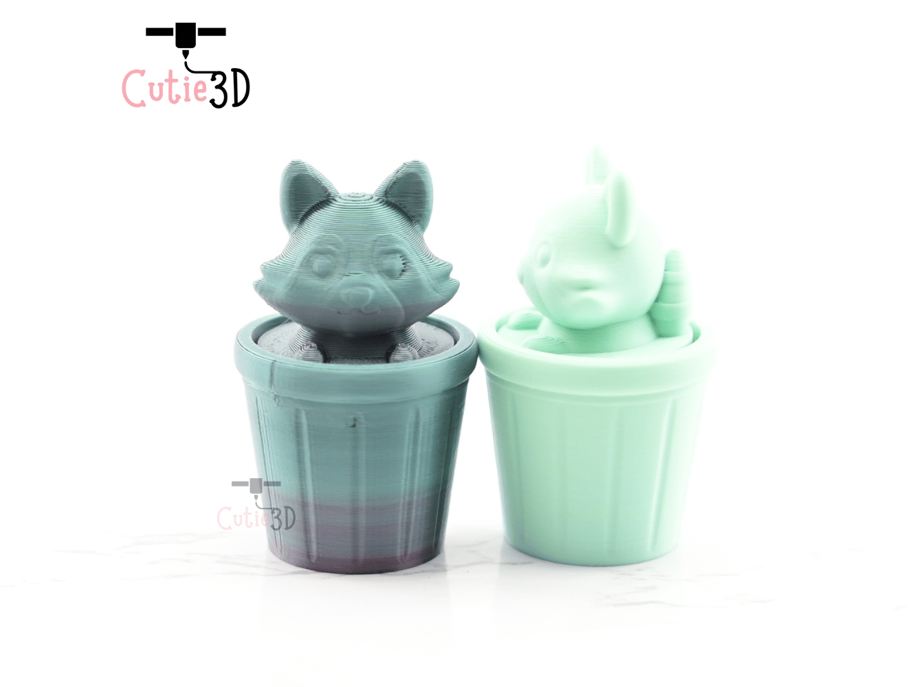 Digital Downloads - Cutie3D Raccoon In Trash Can Keycap Fidget Clicker Keychain - Cute Backpack Keychain