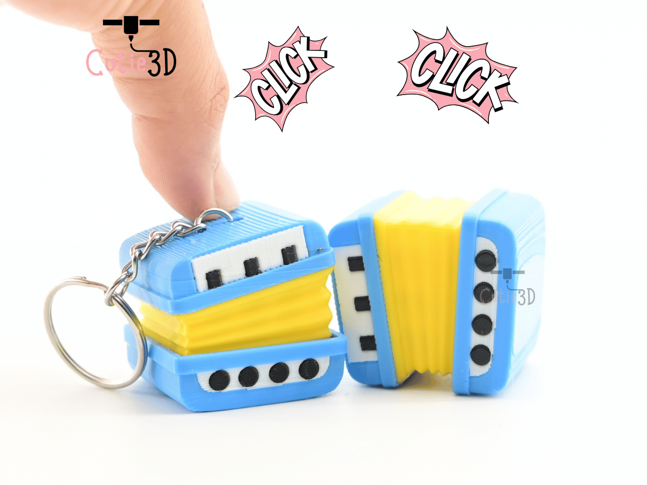 Digital Downloads - Cutie3D Retro Accordion For Music Lovers Keycap Fidget Clicker Keychain - Cute Backpack Keychain