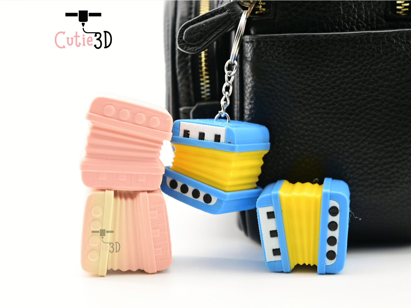 Digital Downloads - Cutie3D Retro Accordion For Music Lovers Keycap Fidget Clicker Keychain - Cute Backpack Keychain