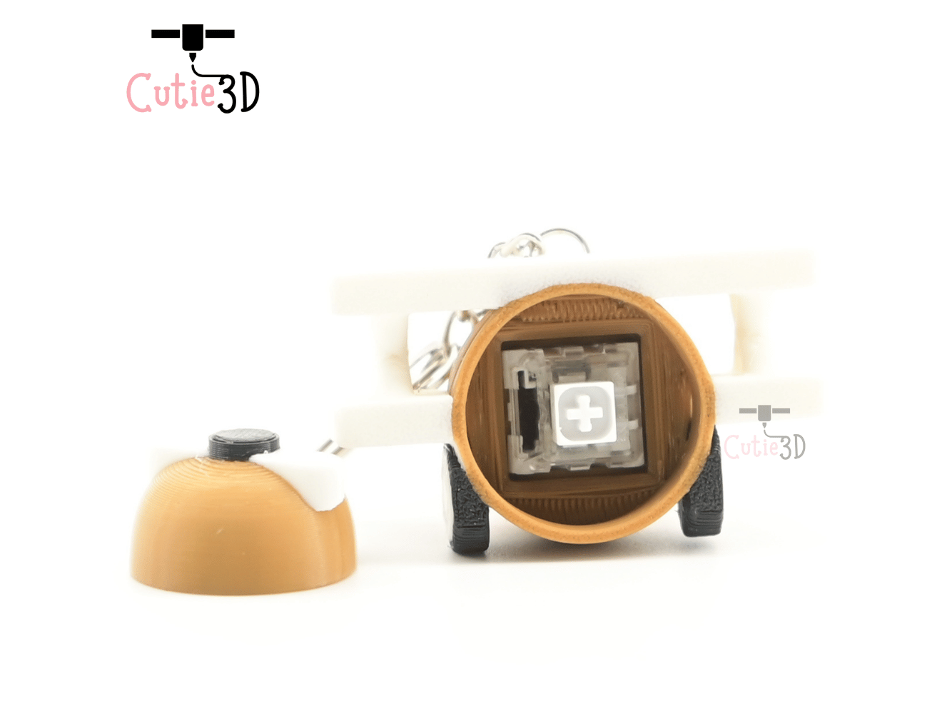 Digital Downloads - Cutie3D Retro Biplane Keycap Fidget Clicker Keychain - Cute Backpack Keychain