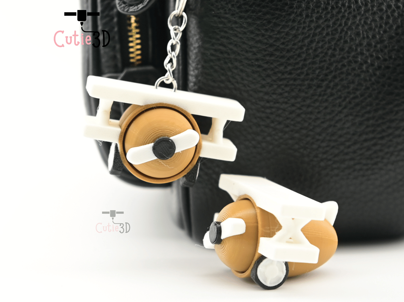 Digital Downloads - Cutie3D Retro Biplane Keycap Fidget Clicker Keychain - Cute Backpack Keychain
