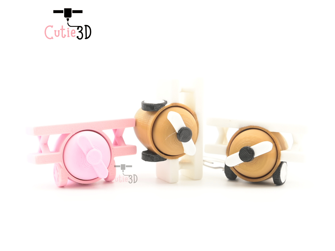 Digital Downloads - Cutie3D Retro Biplane Keycap Fidget Clicker Keychain - Cute Backpack Keychain