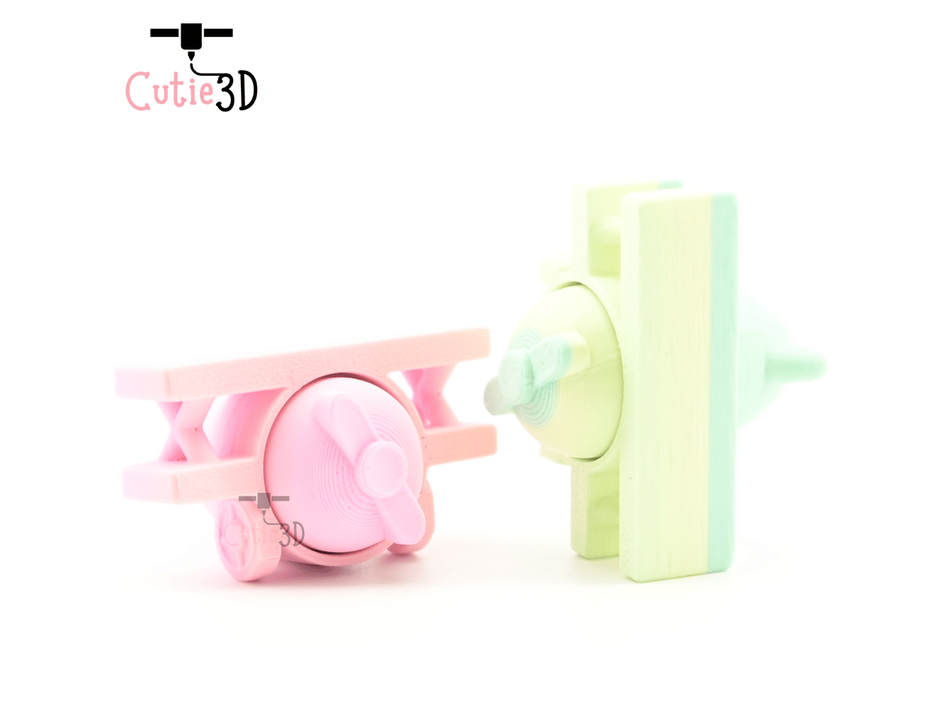 Digital Downloads - Cutie3D Retro Biplane Keycap Fidget Clicker Keychain - Cute Backpack Keychain