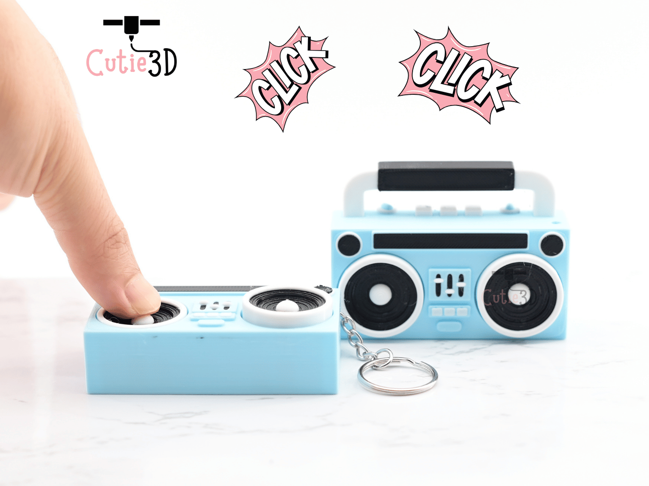 Digital Downloads - Cutie3D Retro Boombox Keycap Fidget Clicker Keychain - Cute Backpack Keychain