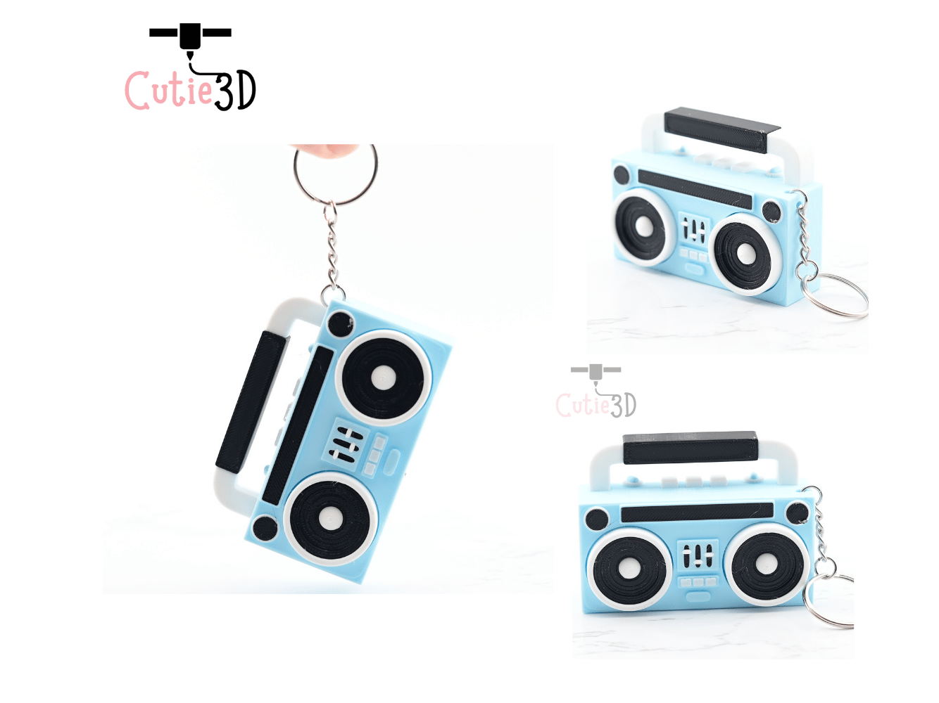 Digital Downloads - Cutie3D Retro Boombox Keycap Fidget Clicker Keychain - Cute Backpack Keychain