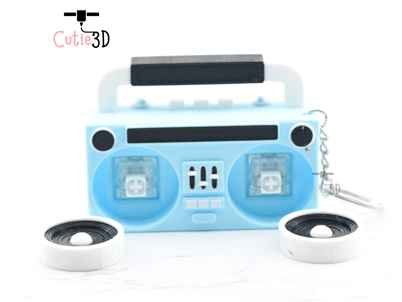 Digital Downloads - Cutie3D Retro Boombox Keycap Fidget Clicker Keychain - Cute Backpack Keychain