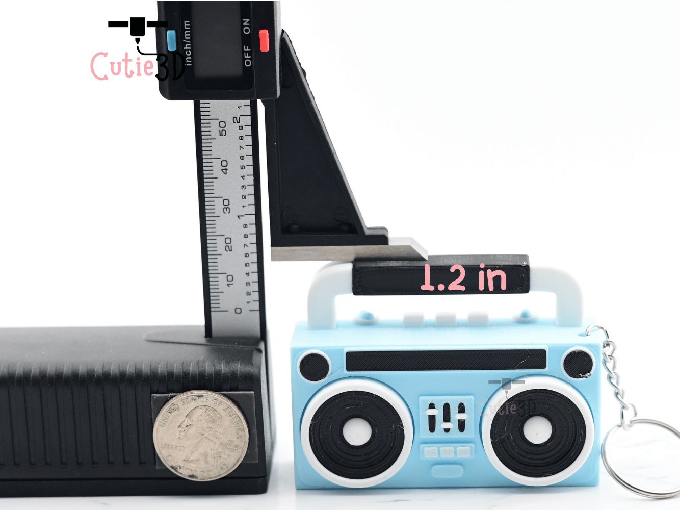 Digital Downloads - Cutie3D Retro Boombox Keycap Fidget Clicker Keychain - Cute Backpack Keychain