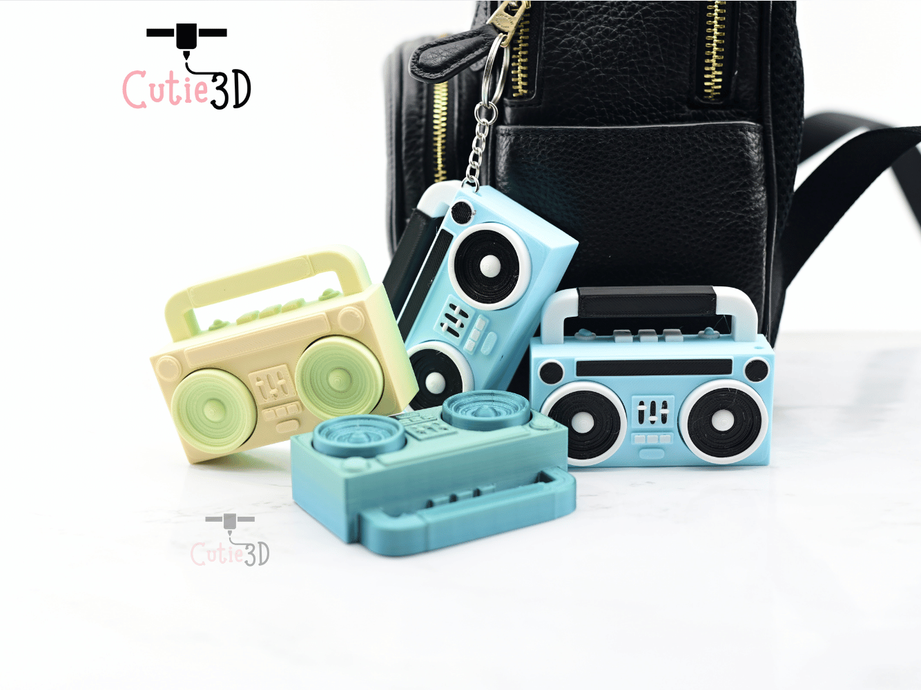 Digital Downloads - Cutie3D Retro Boombox Keycap Fidget Clicker Keychain - Cute Backpack Keychain