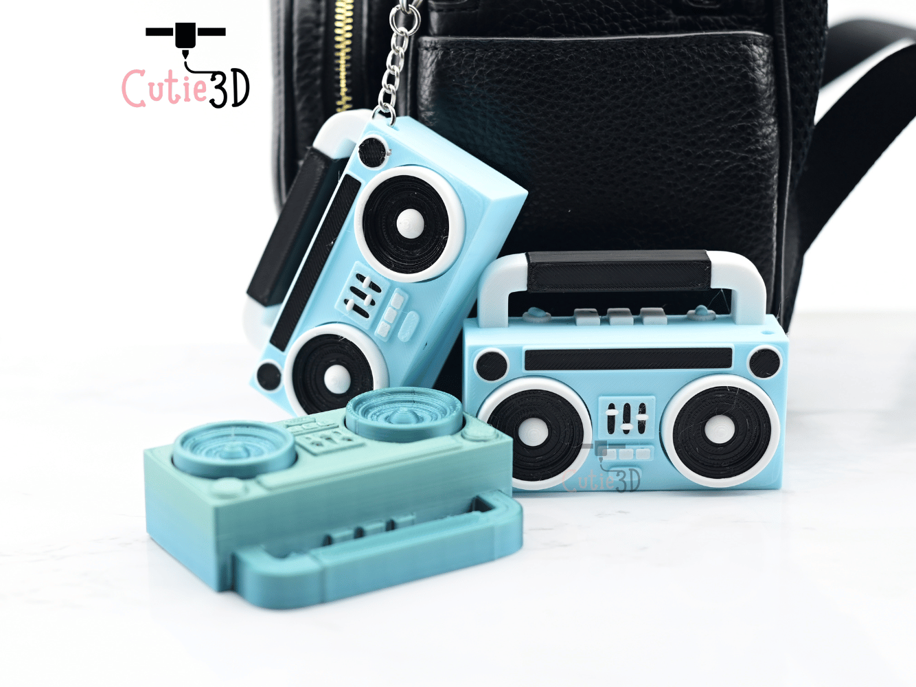 Digital Downloads - Cutie3D Retro Boombox Keycap Fidget Clicker Keychain - Cute Backpack Keychain