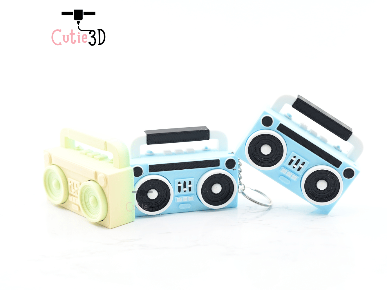 Digital Downloads - Cutie3D Retro Boombox Keycap Fidget Clicker Keychain - Cute Backpack Keychain