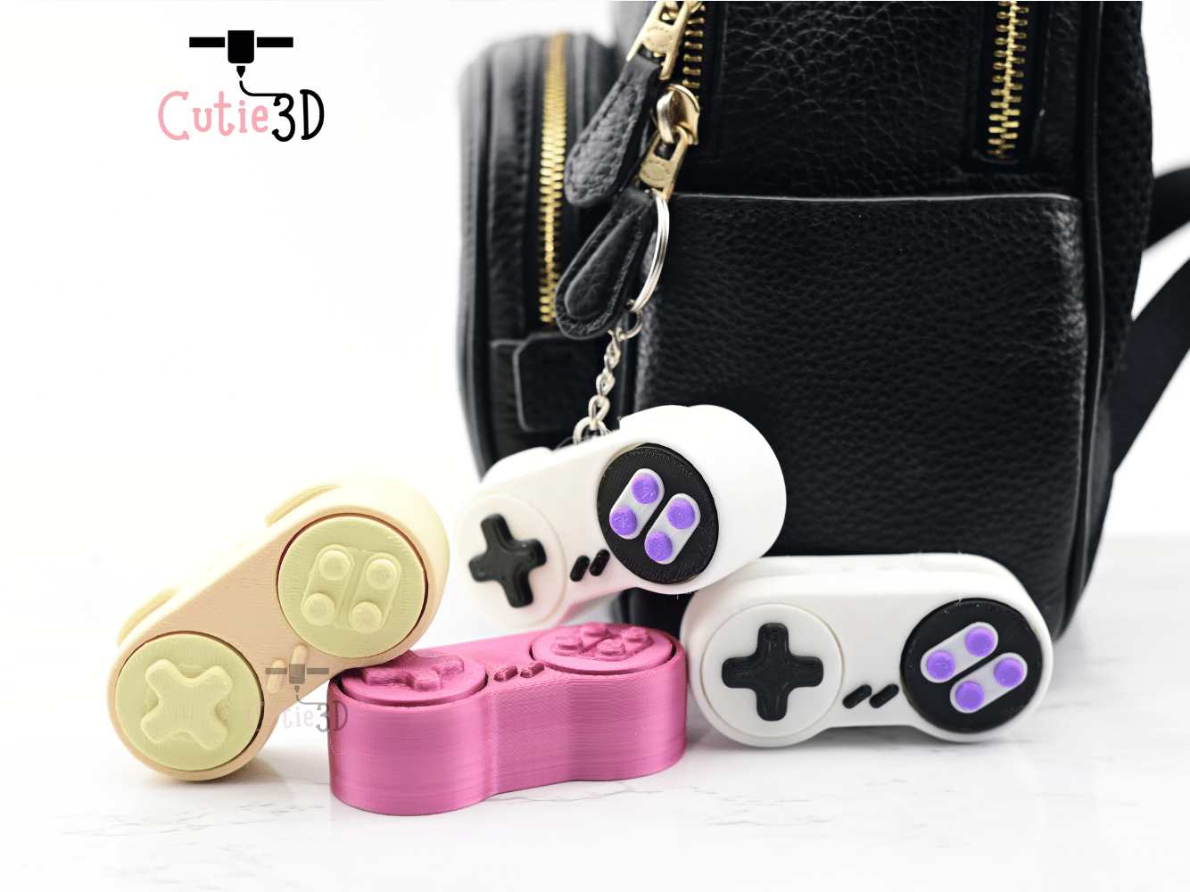 Digital Downloads - Cutie3D Retro Game Controller Keycap Fidget Clicker Keychain - Cute Backpack Keychain