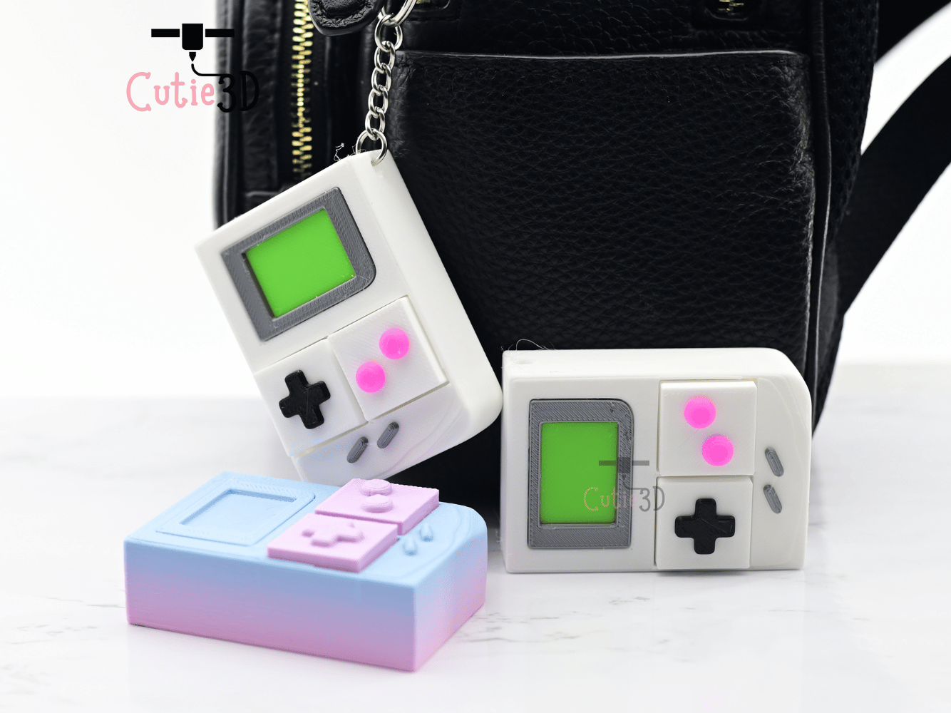 Digital Downloads - Cutie3D Retro Nintendo Game Boy Keycap Fidget Clicker Keychain - Cute Backpack Keychain