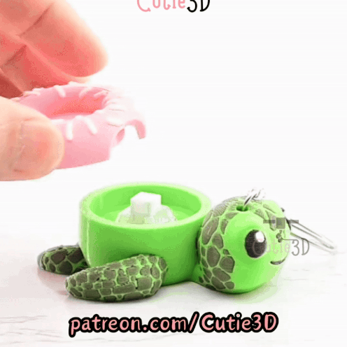 Digital Downloads - Cutie3D Sea Turtle Donut Keycap Fidget Clicker Keychain - Cute Backpack Keychain