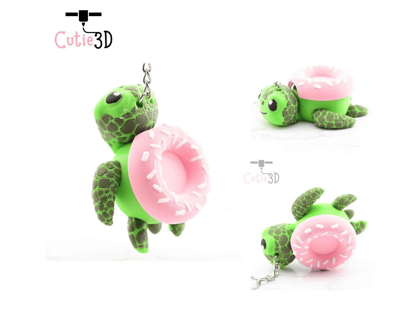 Digital Downloads - Cutie3D Sea Turtle Donut Keycap Fidget Clicker Keychain - Cute Backpack Keychain