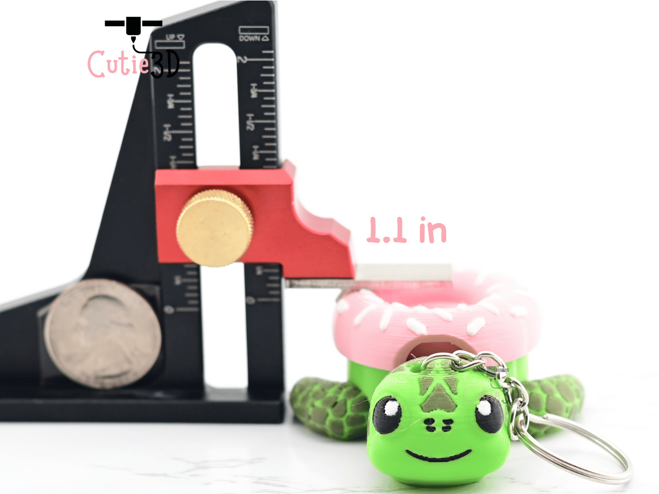 Digital Downloads - Cutie3D Sea Turtle Donut Keycap Fidget Clicker Keychain - Cute Backpack Keychain