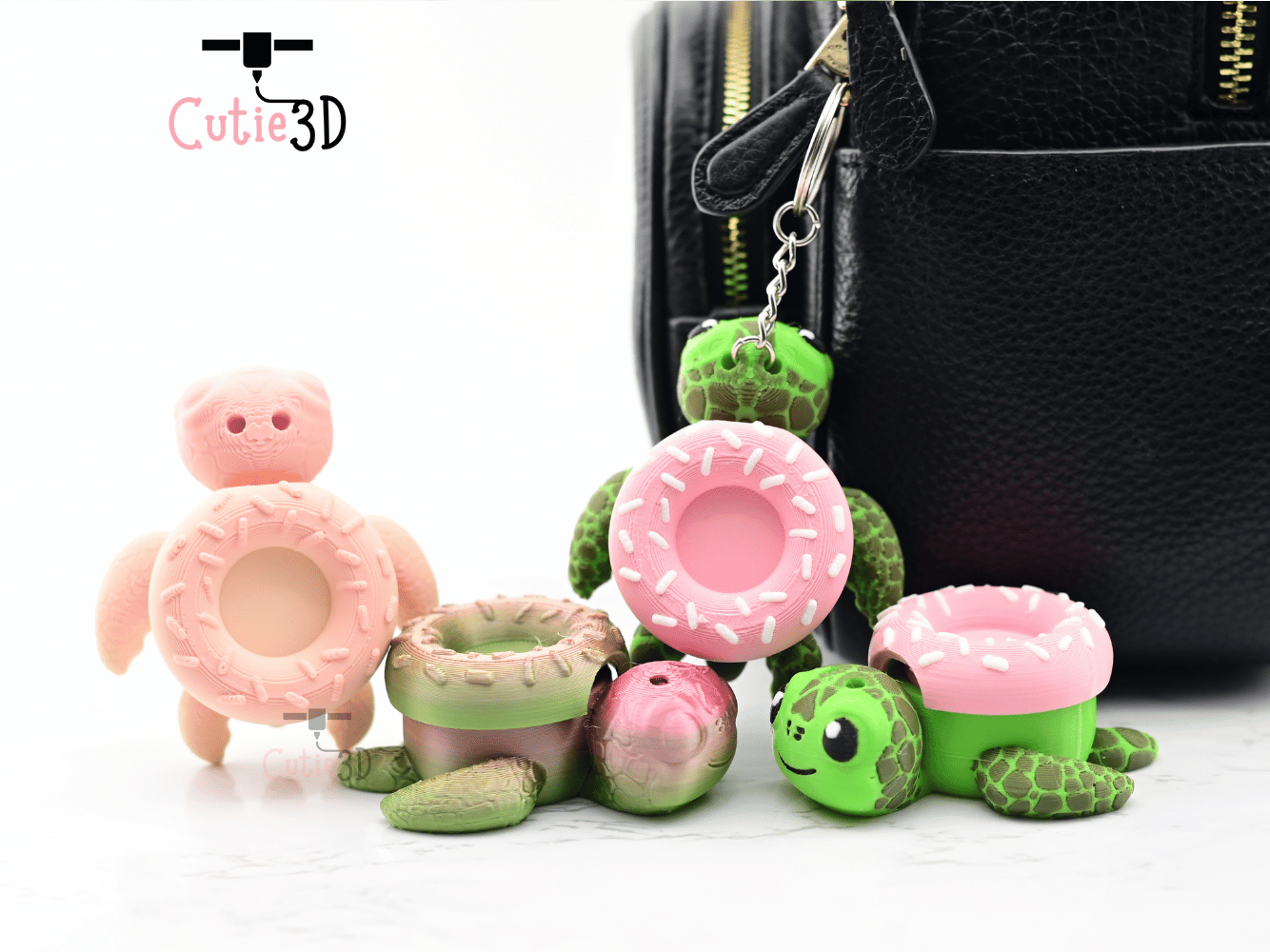 Digital Downloads - Cutie3D Sea Turtle Donut Keycap Fidget Clicker Keychain - Cute Backpack Keychain