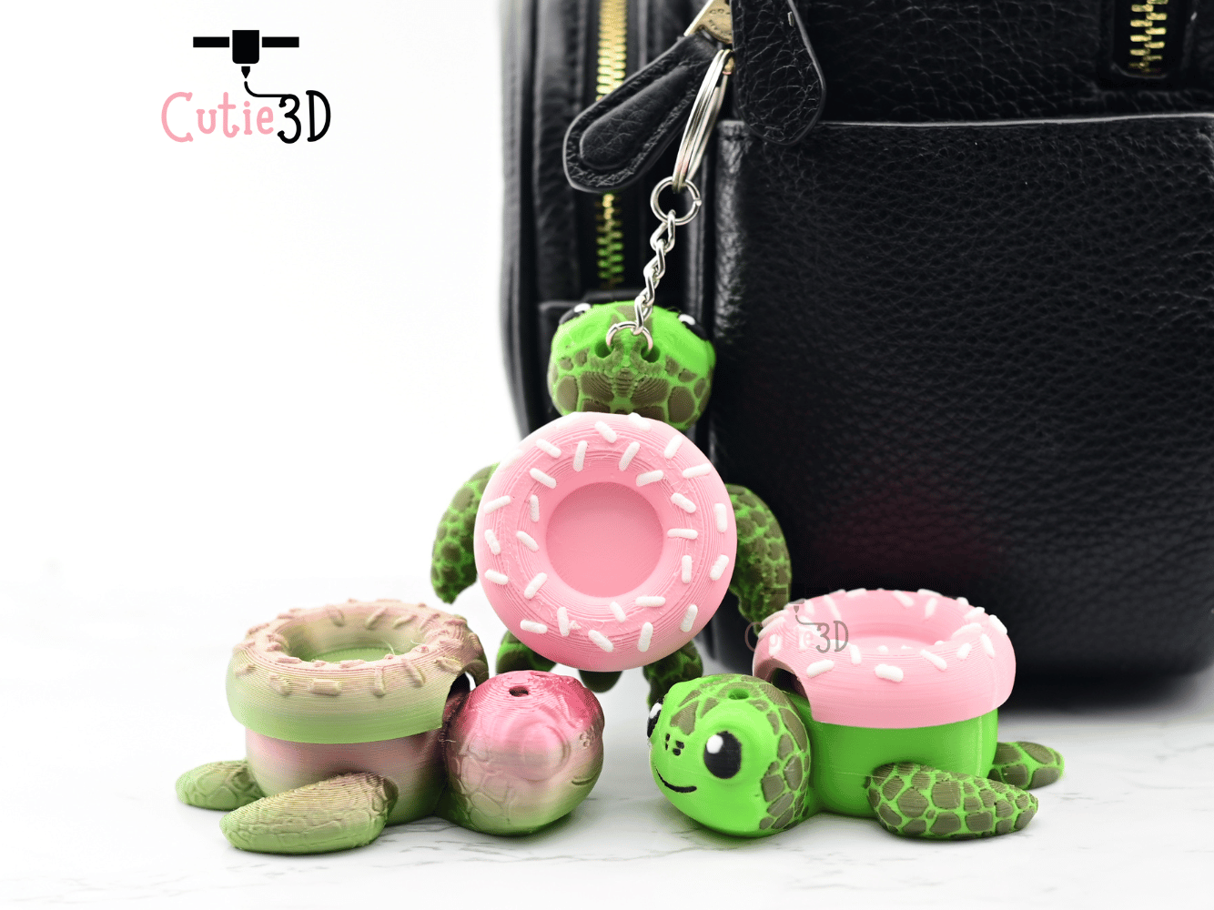 Digital Downloads - Cutie3D Sea Turtle Donut Keycap Fidget Clicker Keychain - Cute Backpack Keychain