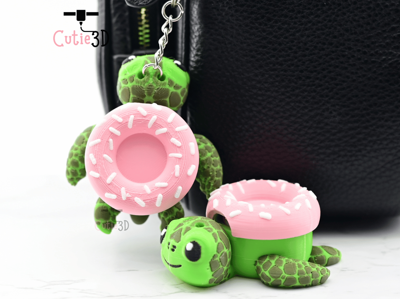 Digital Downloads - Cutie3D Sea Turtle Donut Keycap Fidget Clicker Keychain - Cute Backpack Keychain