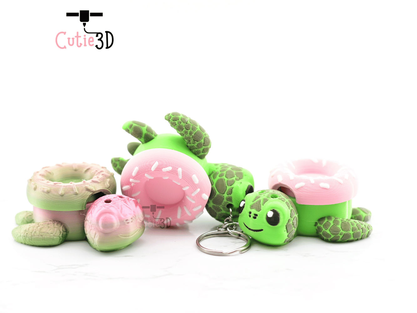 Digital Downloads - Cutie3D Sea Turtle Donut Keycap Fidget Clicker Keychain - Cute Backpack Keychain