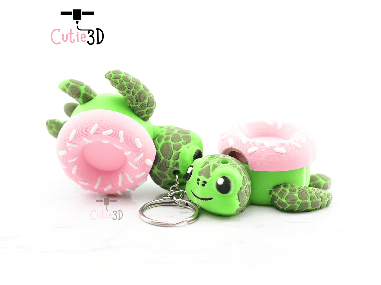 Digital Downloads - Cutie3D Sea Turtle Donut Keycap Fidget Clicker Keychain - Cute Backpack Keychain