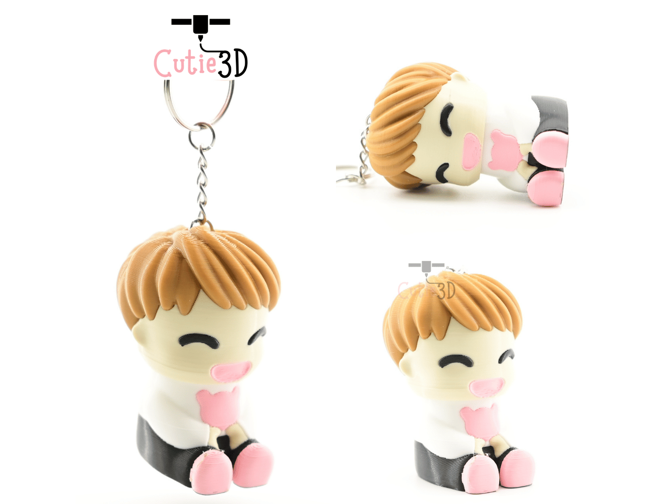 Digital Downloads - Cutie3D Set Of Chibi Emotional Expressions Keycap Fidget Clicker Keychain - Cute Backpack Keychain