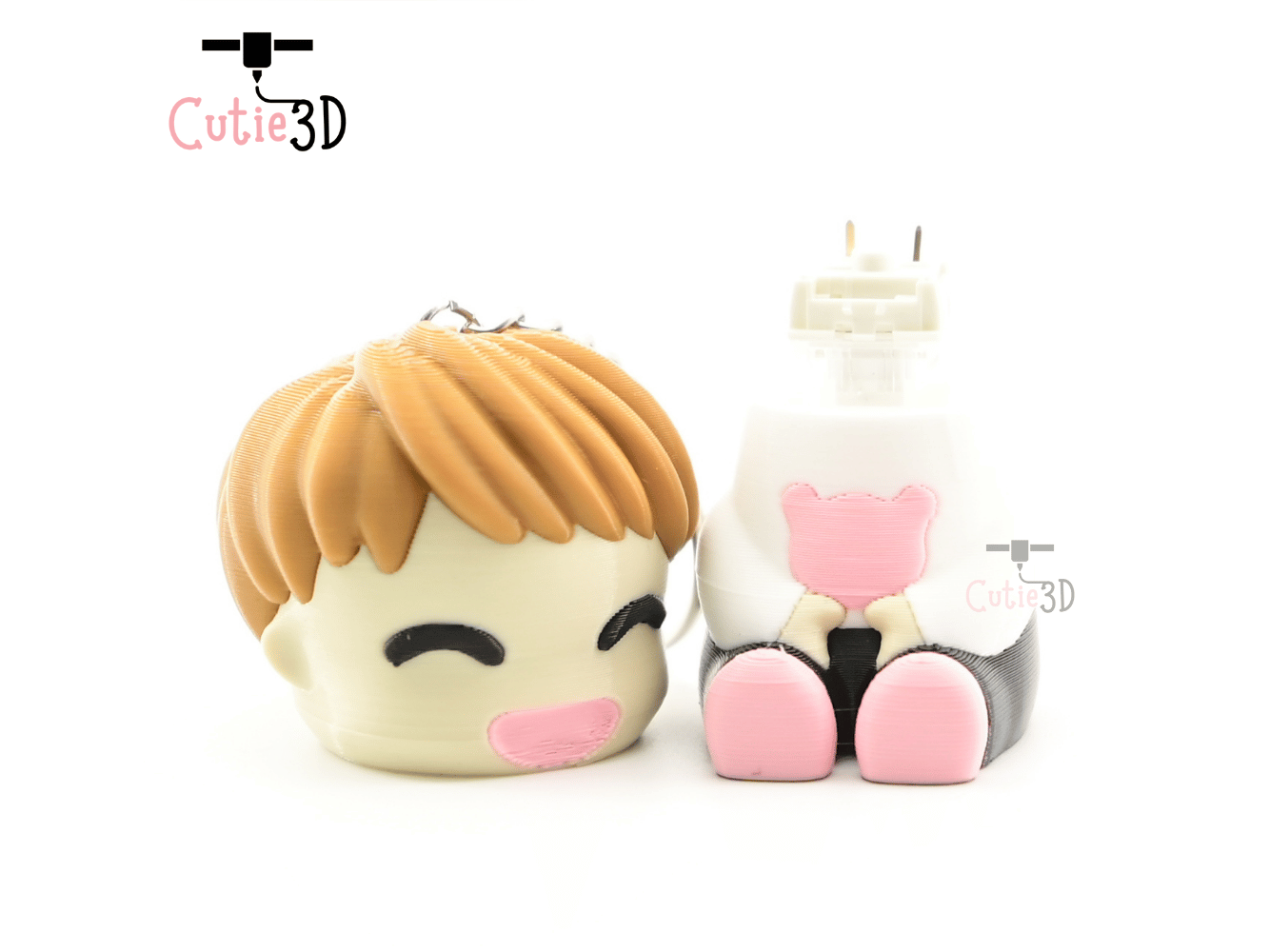 Digital Downloads - Cutie3D Set Of Chibi Emotional Expressions Keycap Fidget Clicker Keychain - Cute Backpack Keychain