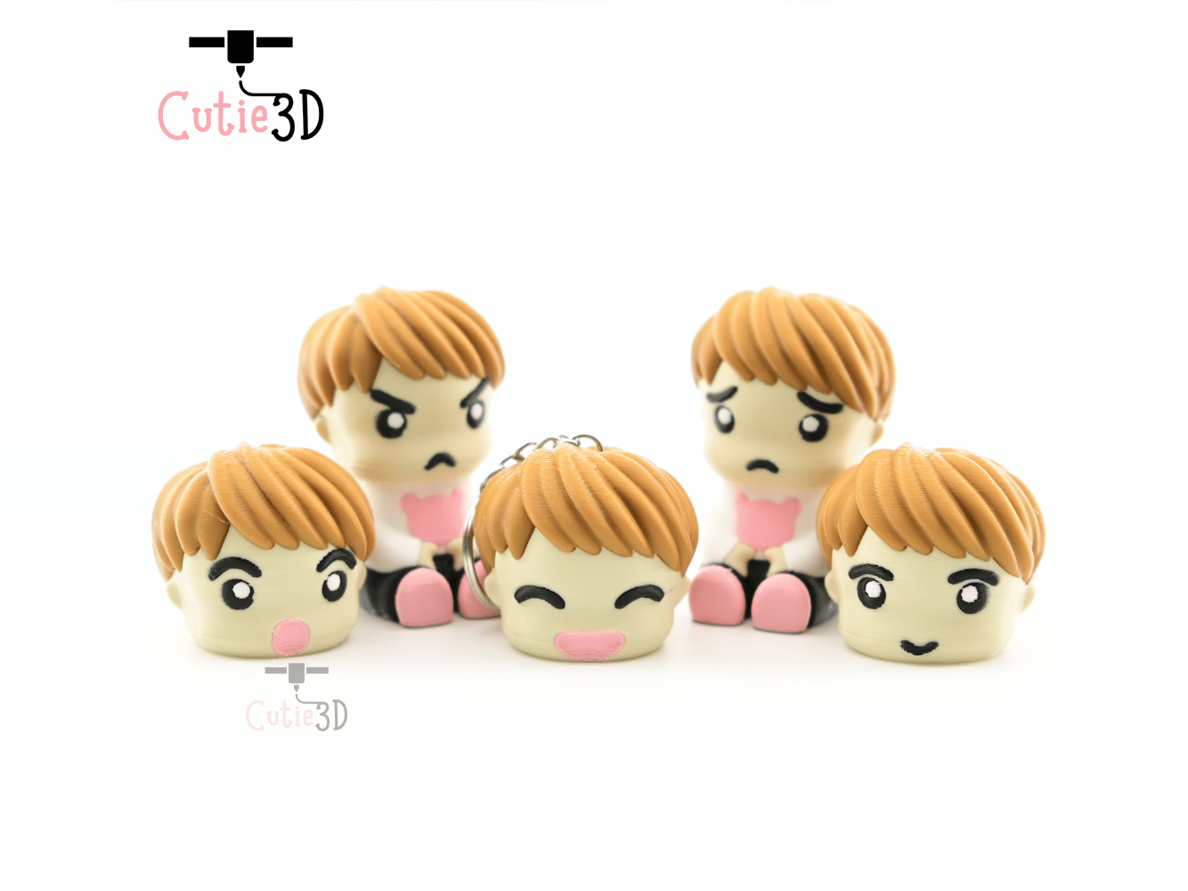Digital Downloads - Cutie3D Set Of Chibi Emotional Expressions Keycap Fidget Clicker Keychain - Cute Backpack Keychain