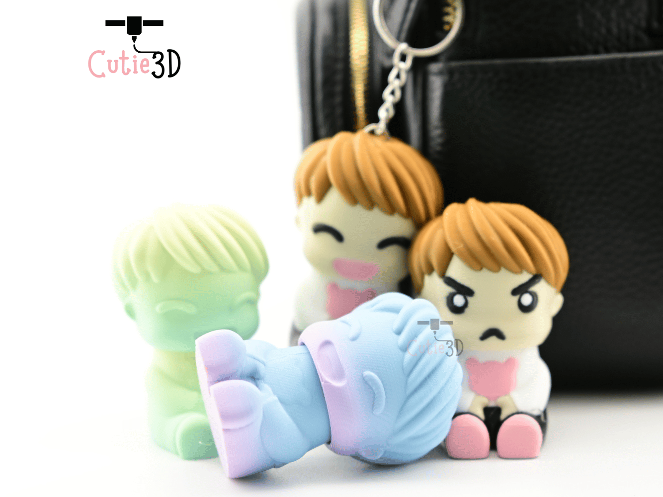 Digital Downloads - Cutie3D Set Of Chibi Emotional Expressions Keycap Fidget Clicker Keychain - Cute Backpack Keychain