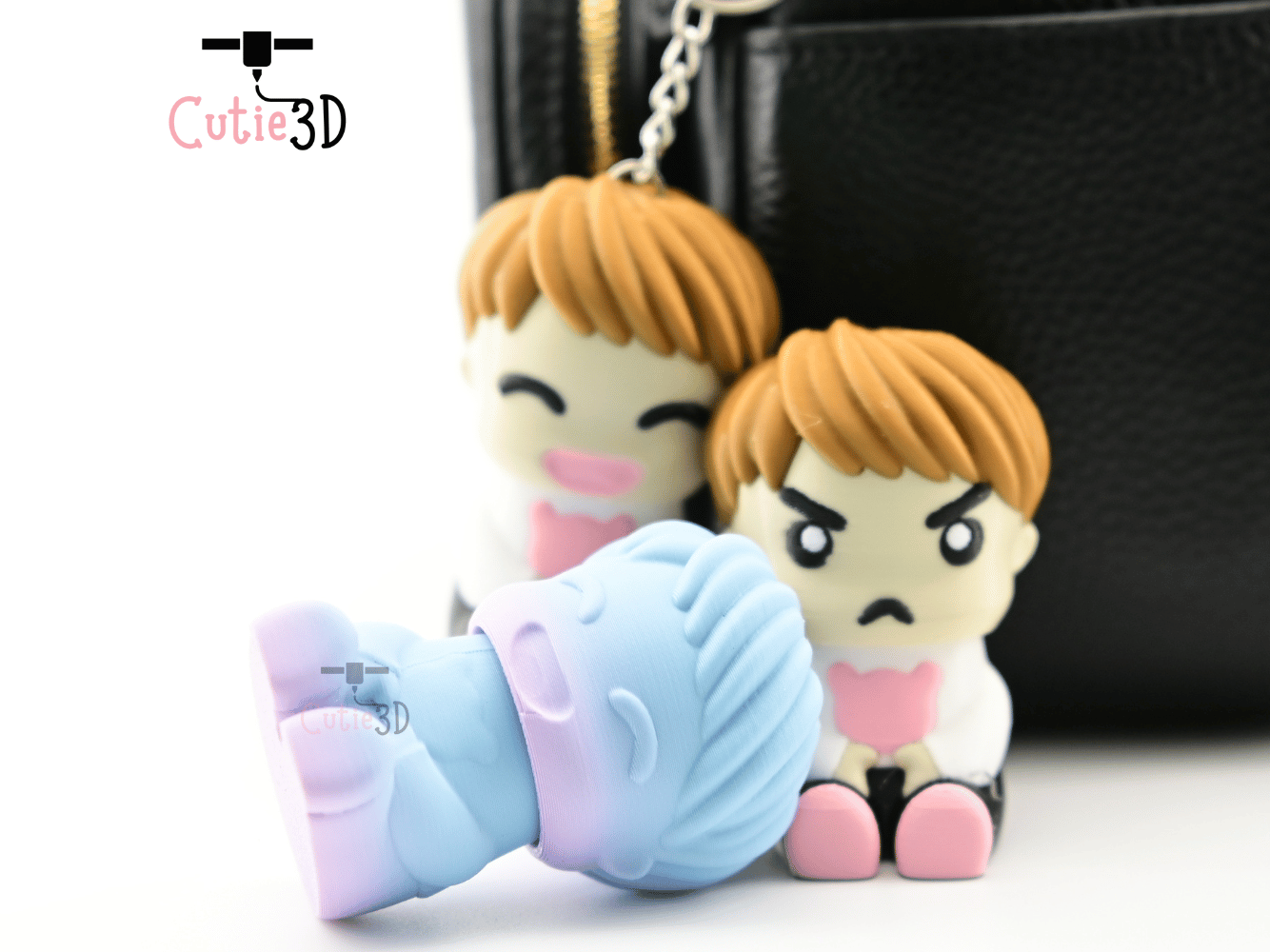 Digital Downloads - Cutie3D Set Of Chibi Emotional Expressions Keycap Fidget Clicker Keychain - Cute Backpack Keychain