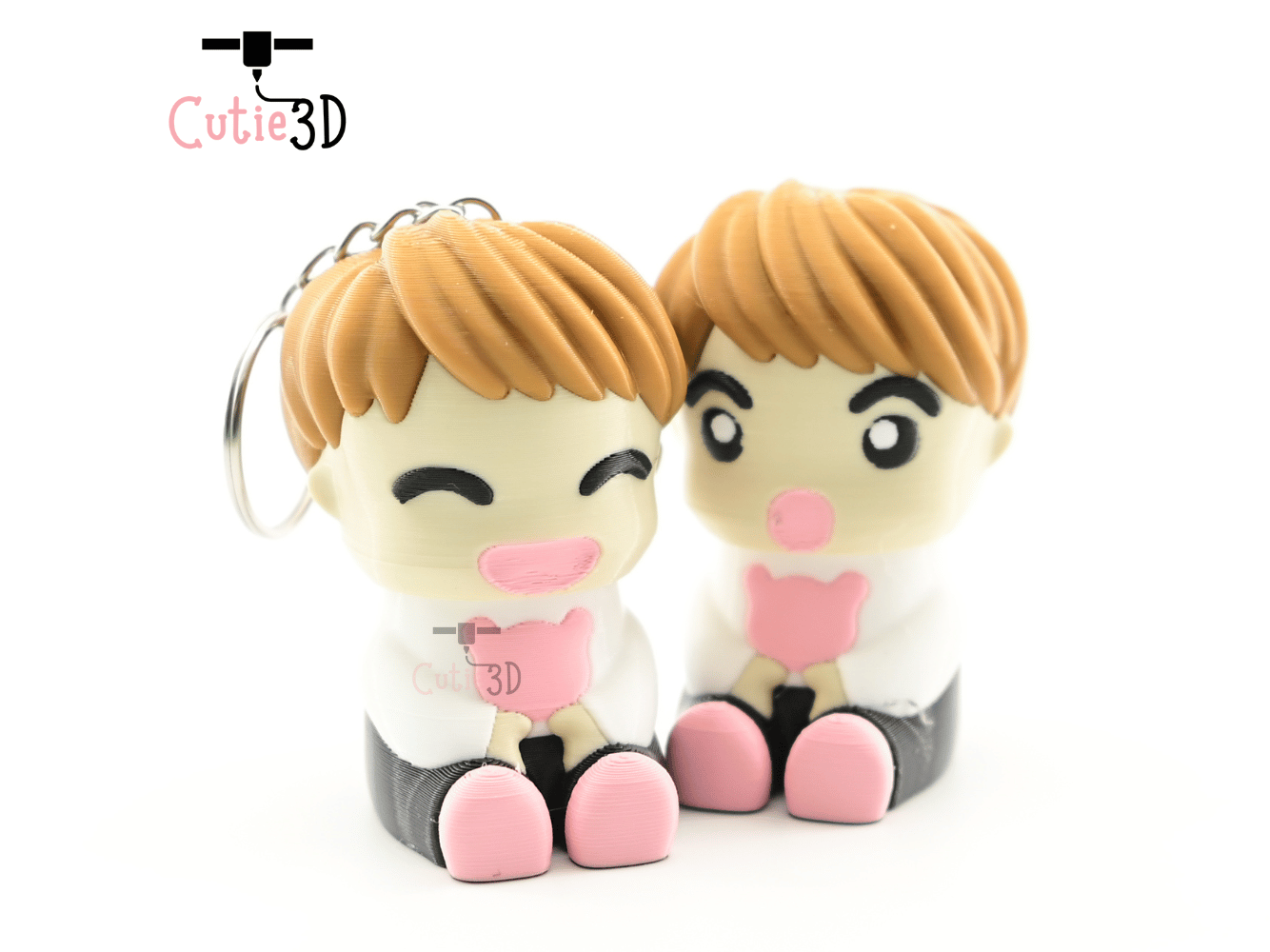 Digital Downloads - Cutie3D Set Of Chibi Emotional Expressions Keycap Fidget Clicker Keychain - Cute Backpack Keychain