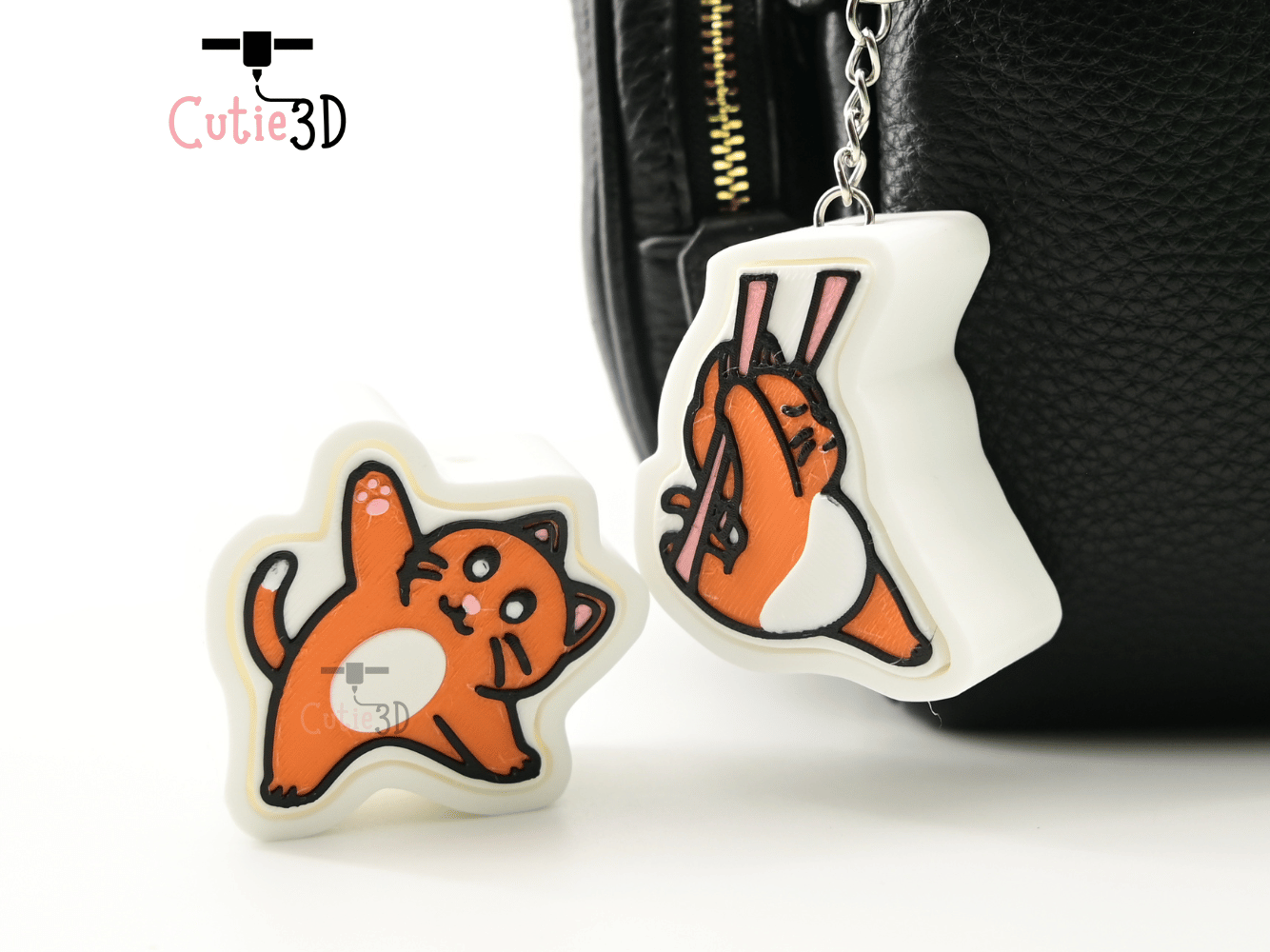 Digital Downloads - Cutie3D Set Of Stretchy Yoga Cat Keycap Fidget Clicker Keychain - Cute Backpack Keychain