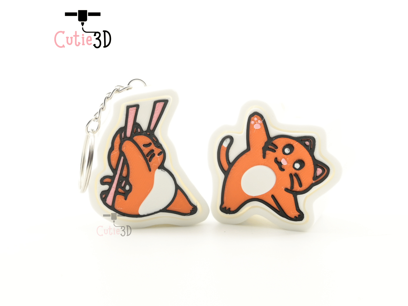 Digital Downloads - Cutie3D Set Of Stretchy Yoga Cat Keycap Fidget Clicker Keychain - Cute Backpack Keychain