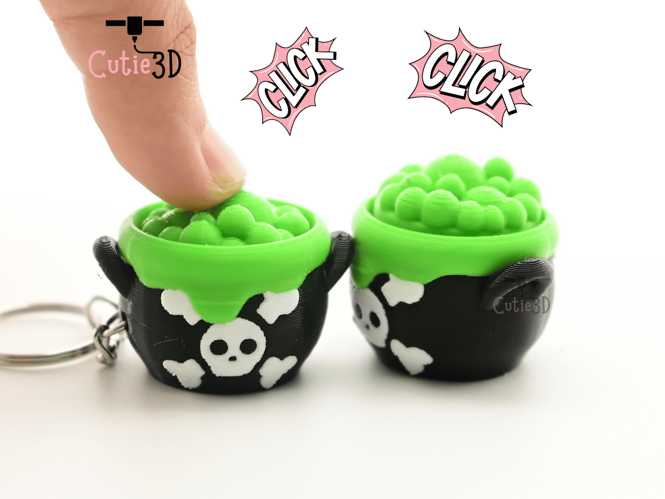 Digital Downloads - Cutie3D Spooky Halloween Poison Cauldron Keycap Fidget Clicker Keychain - Cute Backpack Keychain