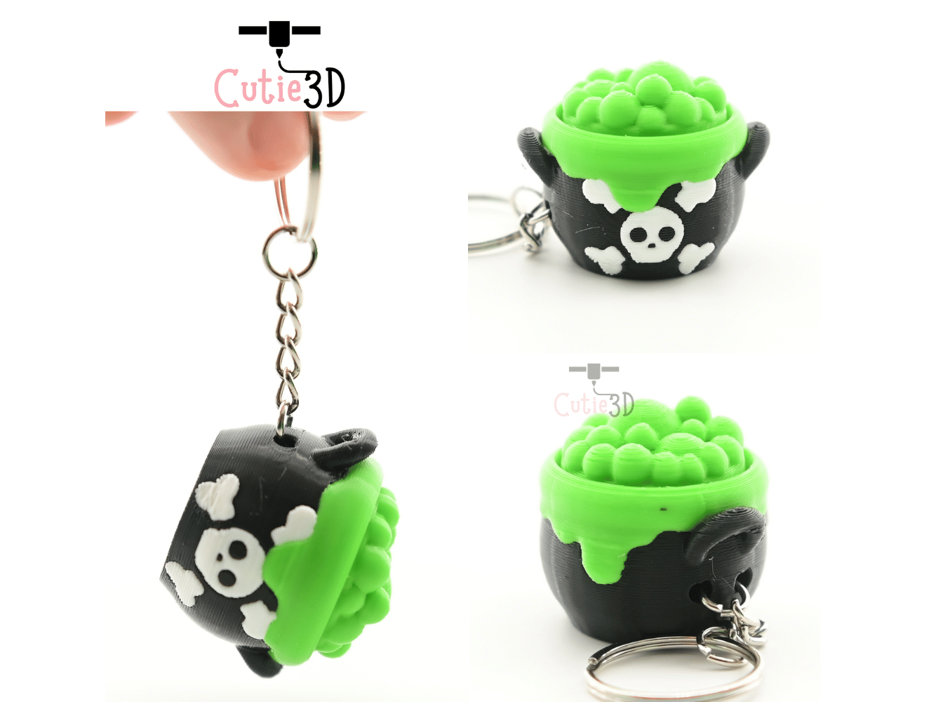 Digital Downloads - Cutie3D Spooky Halloween Poison Cauldron Keycap Fidget Clicker Keychain - Cute Backpack Keychain