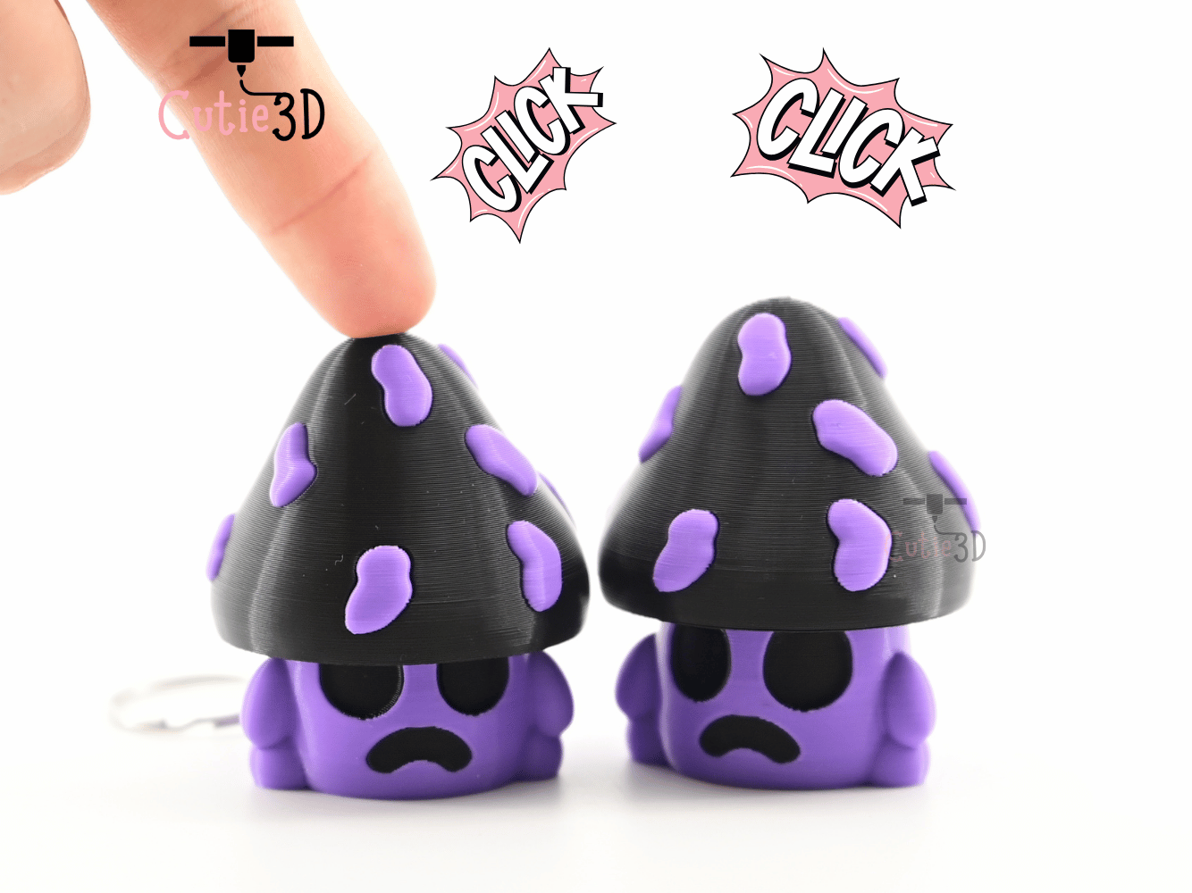 Digital Downloads - Cutie3D Spooky Halloween Poison Mushroom Keycap Fidget Clicker Keychain - Cute Backpack Keychain