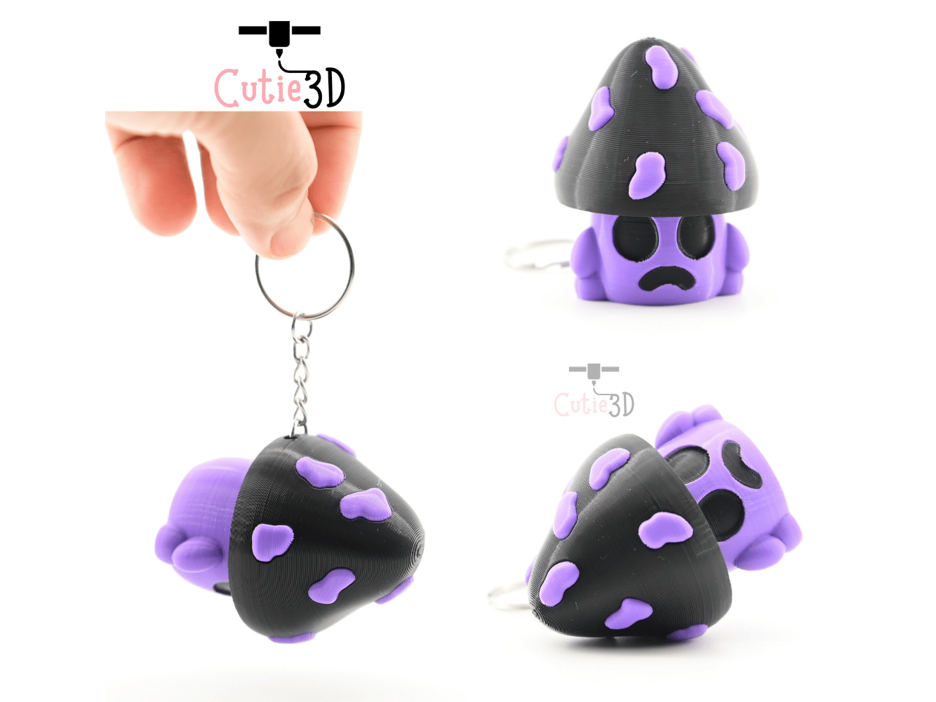 Digital Downloads - Cutie3D Spooky Halloween Poison Mushroom Keycap Fidget Clicker Keychain - Cute Backpack Keychain