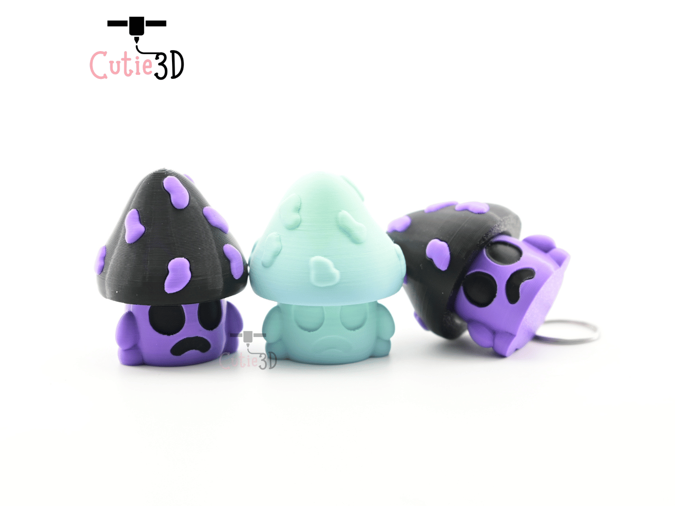 Digital Downloads - Cutie3D Spooky Halloween Poison Mushroom Keycap Fidget Clicker Keychain - Cute Backpack Keychain