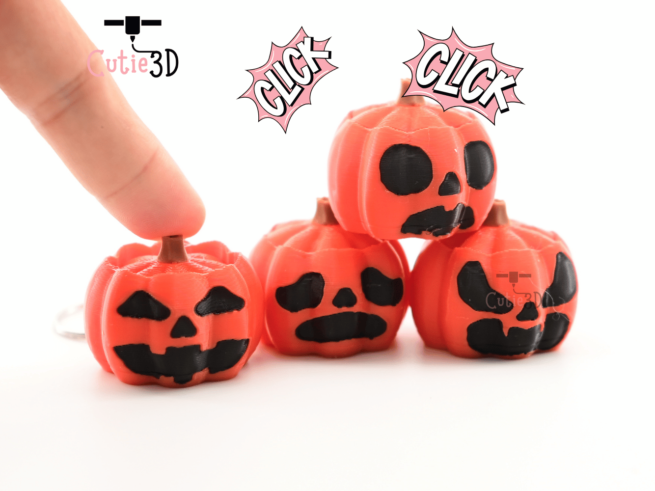 Digital Downloads - Cutie3D Spooky Halloween Pumpkin Set Keycap Fidget Clicker Keychain - Cute Backpack Keychain