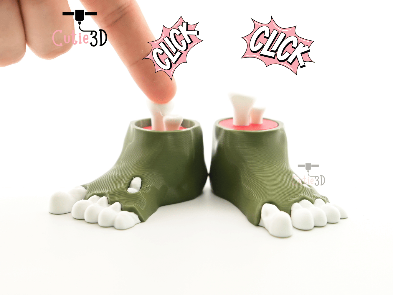 Digital Downloads - Cutie3D Spooky Halloween Zombie Foot Keycap Fidget Clicker Keychain - Cute Backpack Keychain