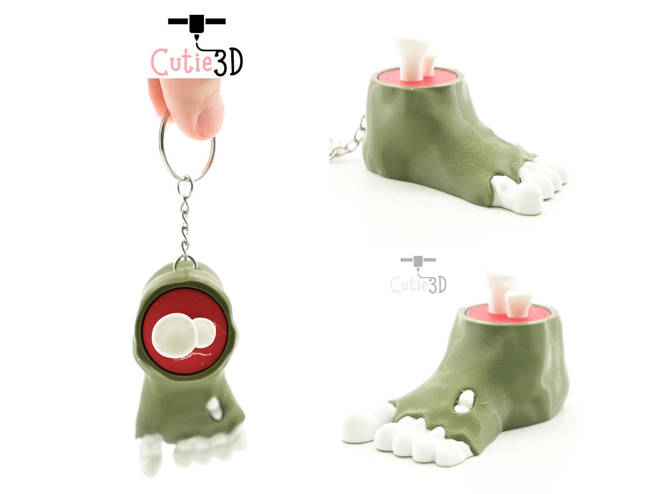 Digital Downloads - Cutie3D Spooky Halloween Zombie Foot Keycap Fidget Clicker Keychain - Cute Backpack Keychain