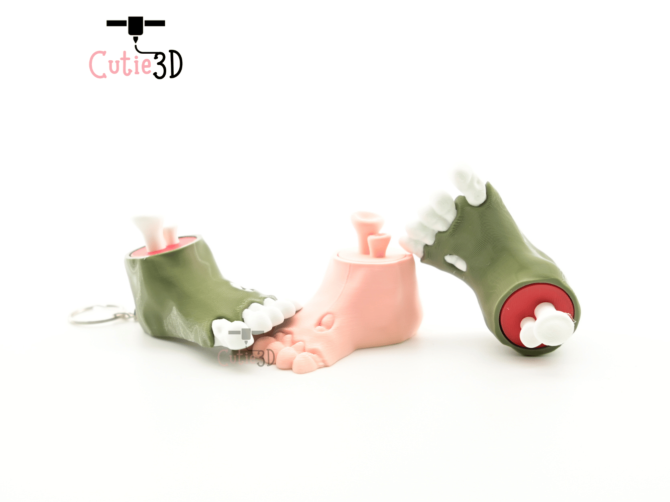 Digital Downloads - Cutie3D Spooky Halloween Zombie Foot Keycap Fidget Clicker Keychain - Cute Backpack Keychain