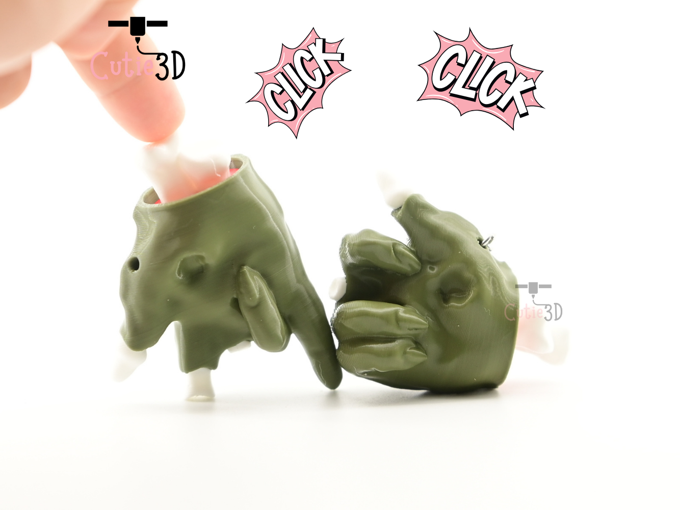 Digital Downloads - Cutie3D Spooky Halloween Zombie Hand Set Keycap Fidget Clicker Keychain - Cute Backpack Keychain