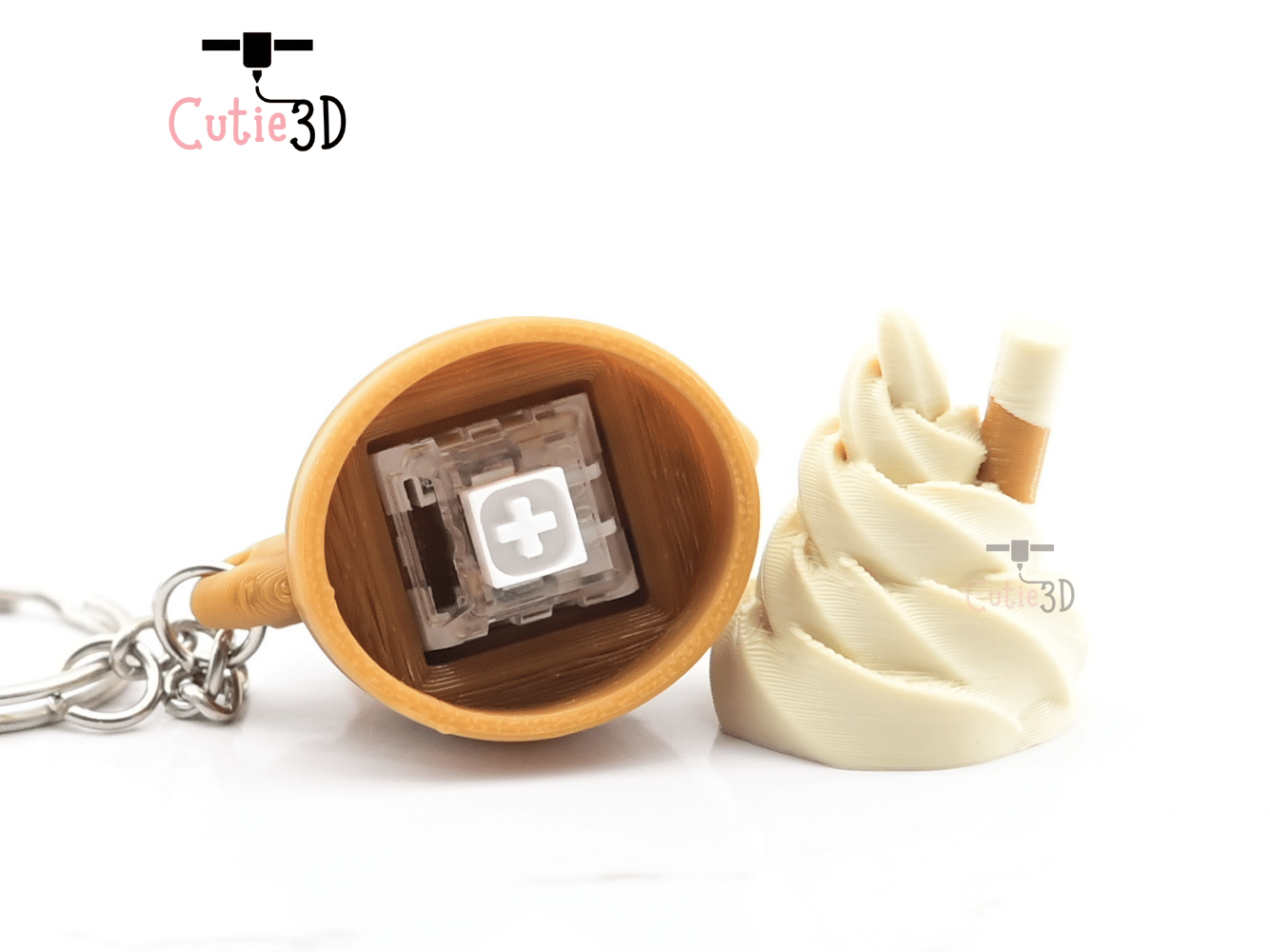 Digital Downloads - Cutie3D Taiyaky Fish Waffle Ice Cream Keycap Fidget Clicker Keychain - Cute Backpack Keychain