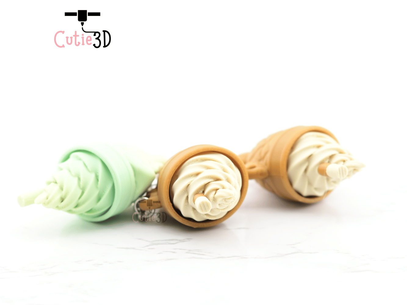 Digital Downloads - Cutie3D Taiyaky Fish Waffle Ice Cream Keycap Fidget Clicker Keychain - Cute Backpack Keychain