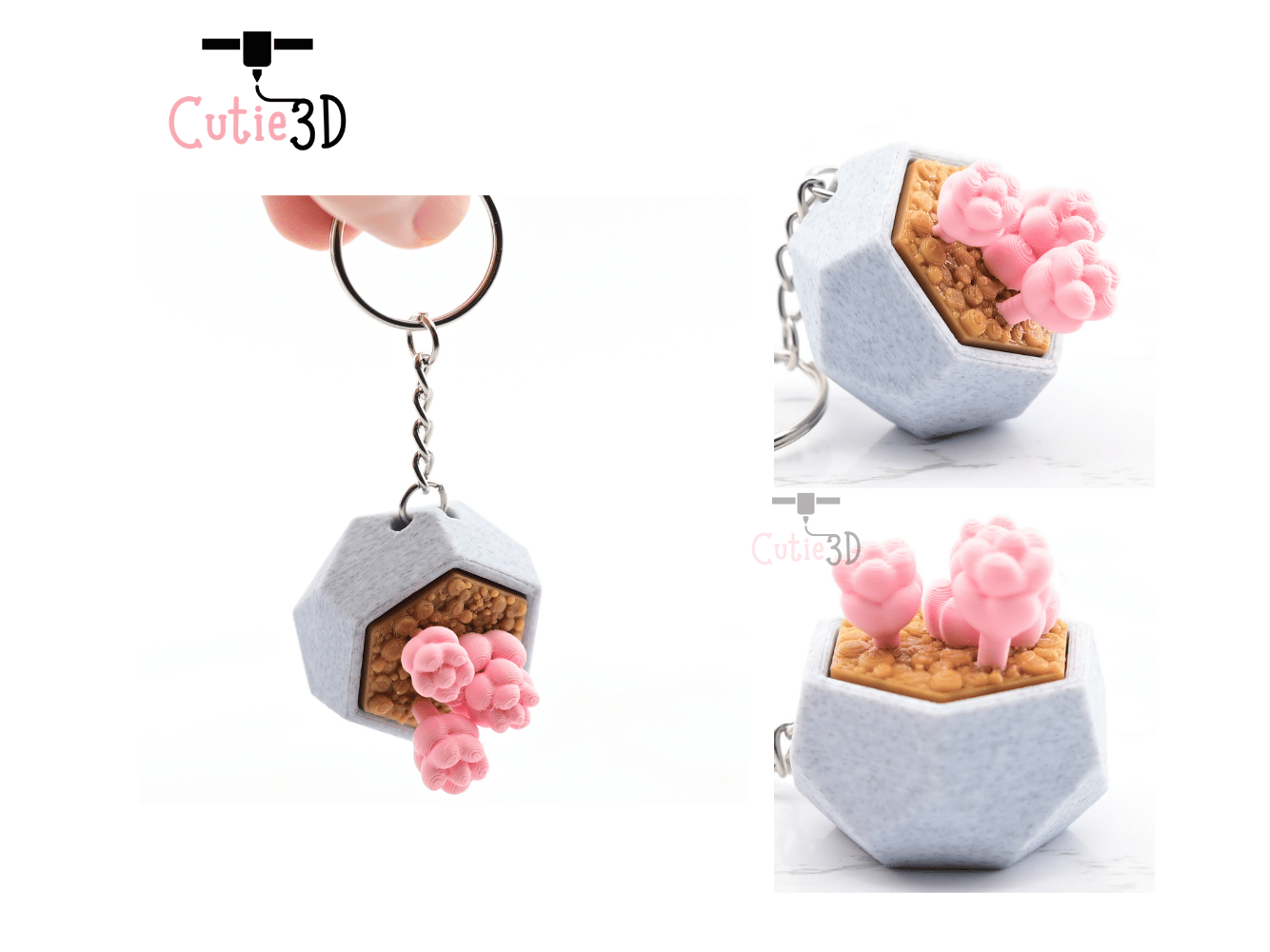 Digital Downloads - Cutie3D The Dreamy Succulent Keycap Fidget Clicker Keychain - Cute Backpack Keychain