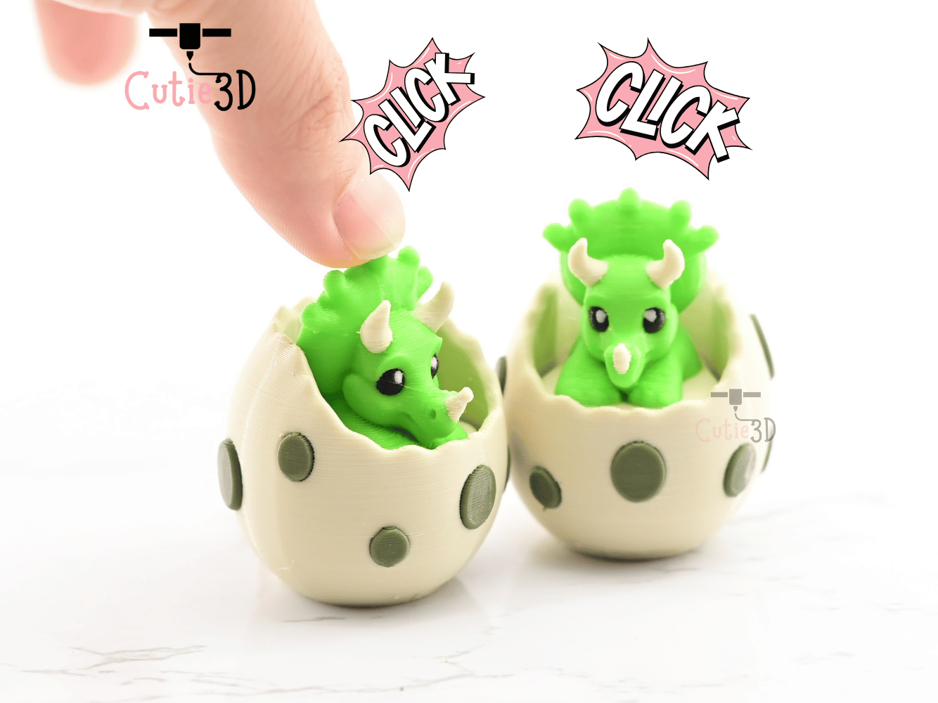 Digital Downloads - Cutie3D Triceratops In An Egg Keycap Fidget Clicker Keychain - Cute Backpack Keychain
